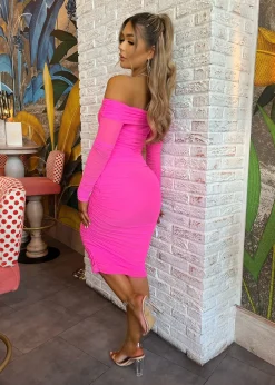 Tammy Midi Dress - Hot Pink|DressMeZee Discount