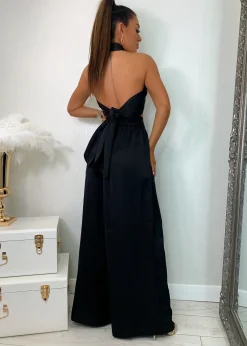 Turn Up The Heat Satin Two Piece - Black|DressMeZee Fashion
