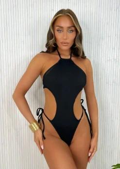 Twisted Sister Cut Out Swimsuit - Black|DressMeZee Best