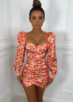 Where Love Grows Bardot Puff Sleeve Floral Dress|DressMeZee Online