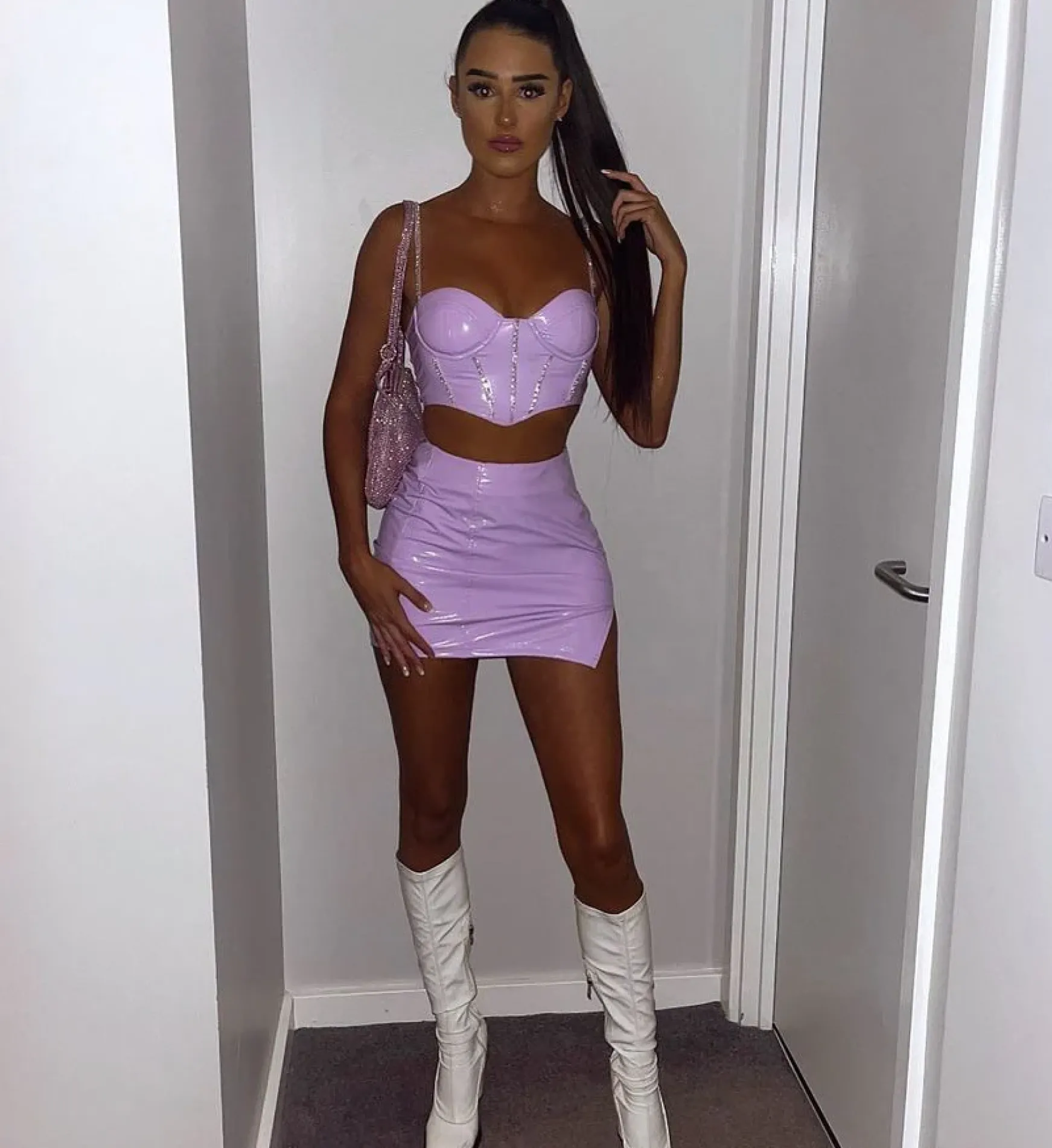 Willow Pvc Diamante Two Piece - Lilac|DressMeZee Clearance
