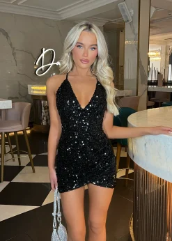 Your Time To Shine Sequin Mini Dress - Black|DressMeZee Fashion