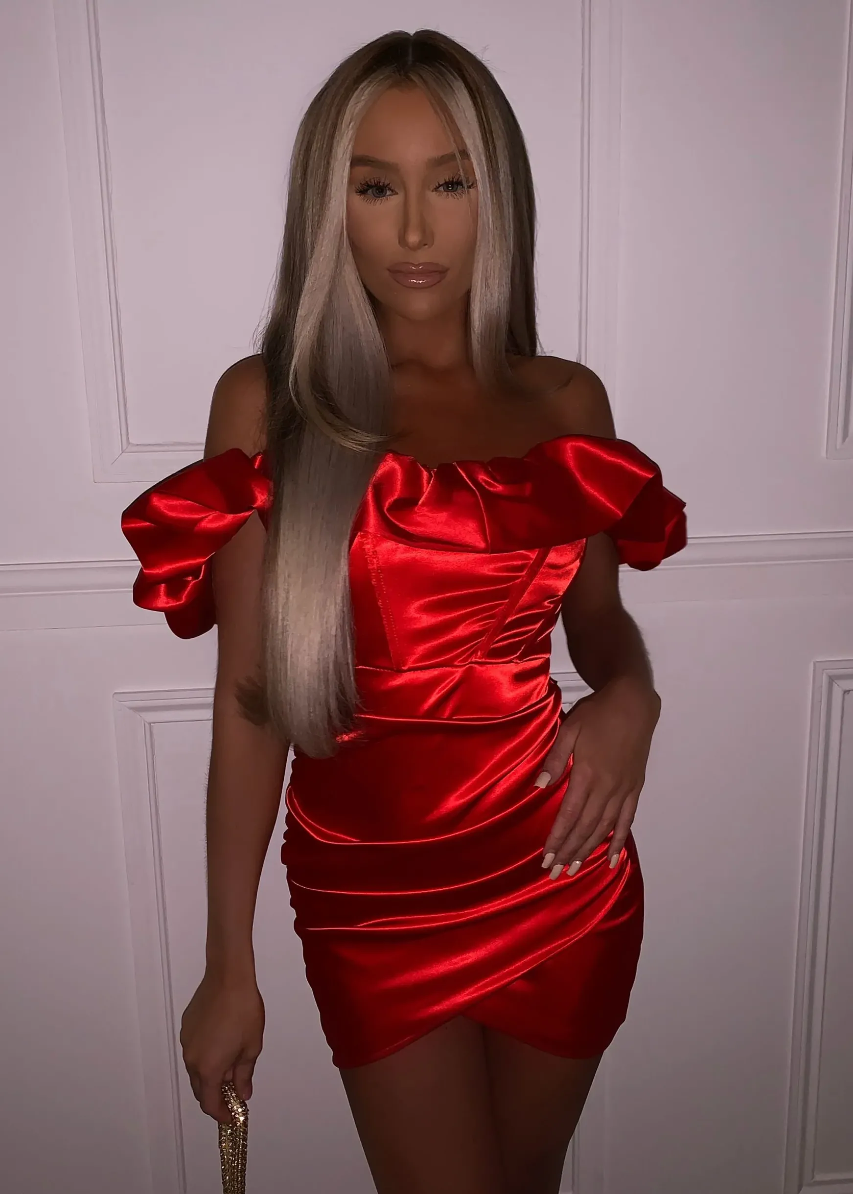Zara Ruffle Corset Asymmetric Mini Dress - Red|DressMeZee Hot